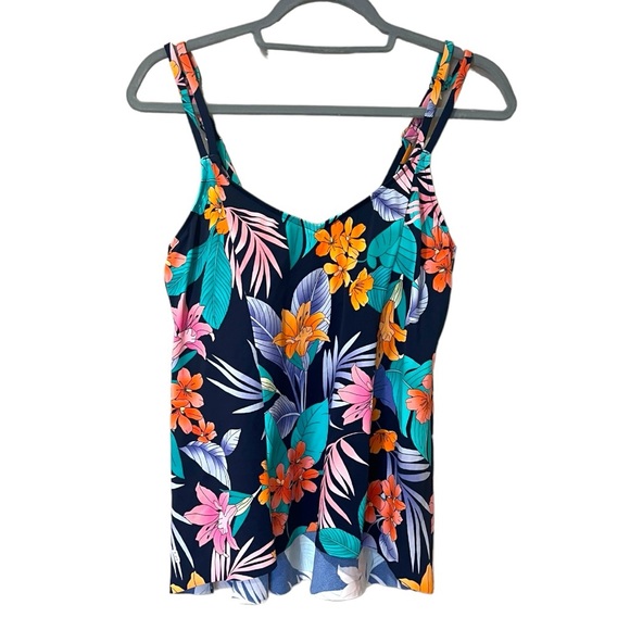 Swim Solutions Princess Seam Hi Low Tankini Top in Havana Nights (8) - Picture 3 of 8